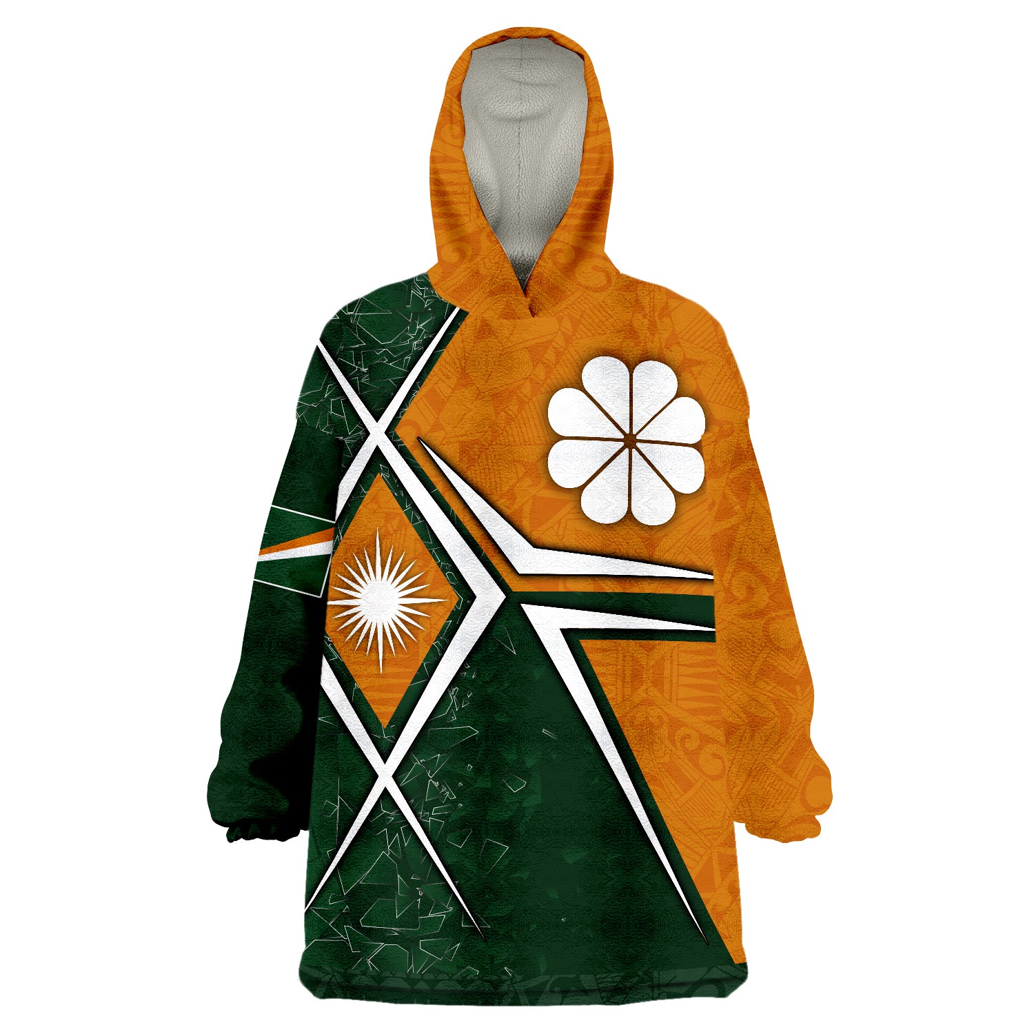 Marshall Islands - Marshall Islands Flag with Polynesian Patterns Green Wearable Blanket Hoodie LT9 Unisex One Size - Polynesian Pride