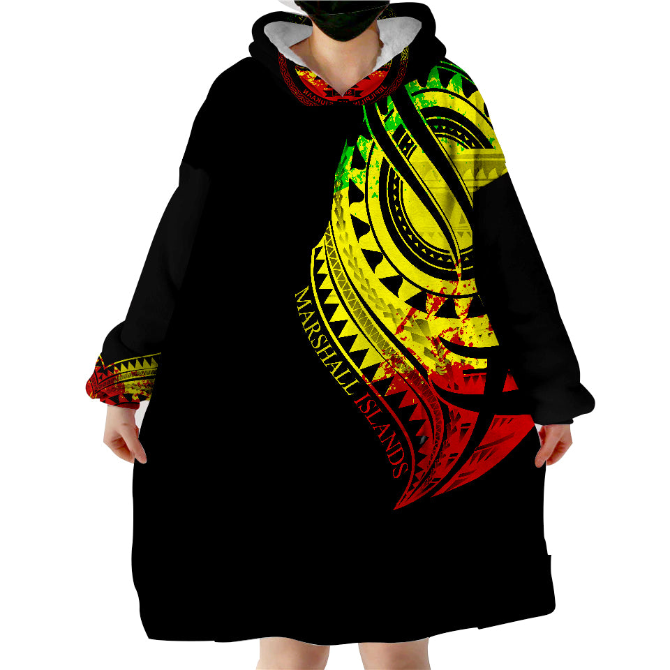 Marshall Islands - Marshall Tatau Reggae Patterns Wearable Blanket Hoodie LT9 - Polynesian Pride