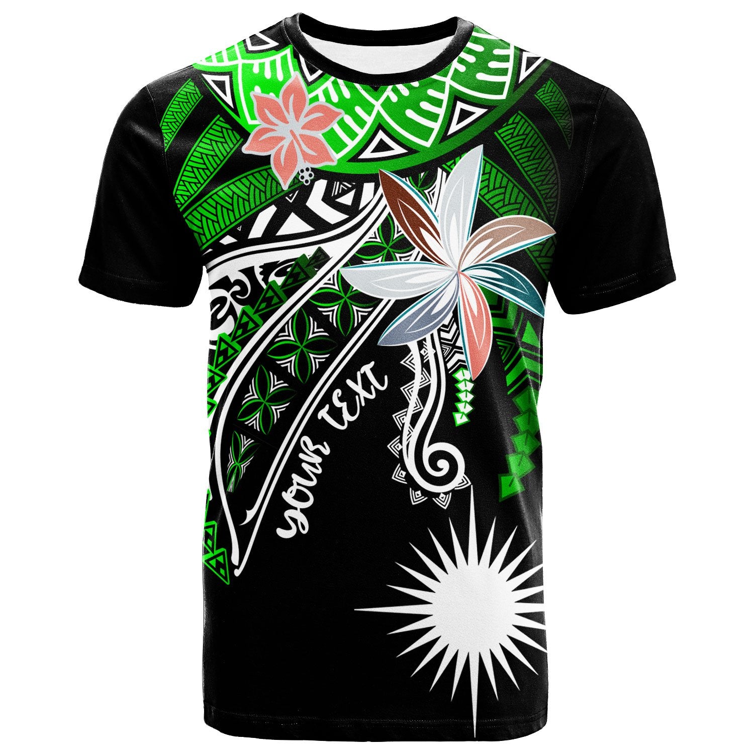 Marshall Islands Custom T Shirt Fanciful Forest Green Color Unisex Green - Polynesian Pride