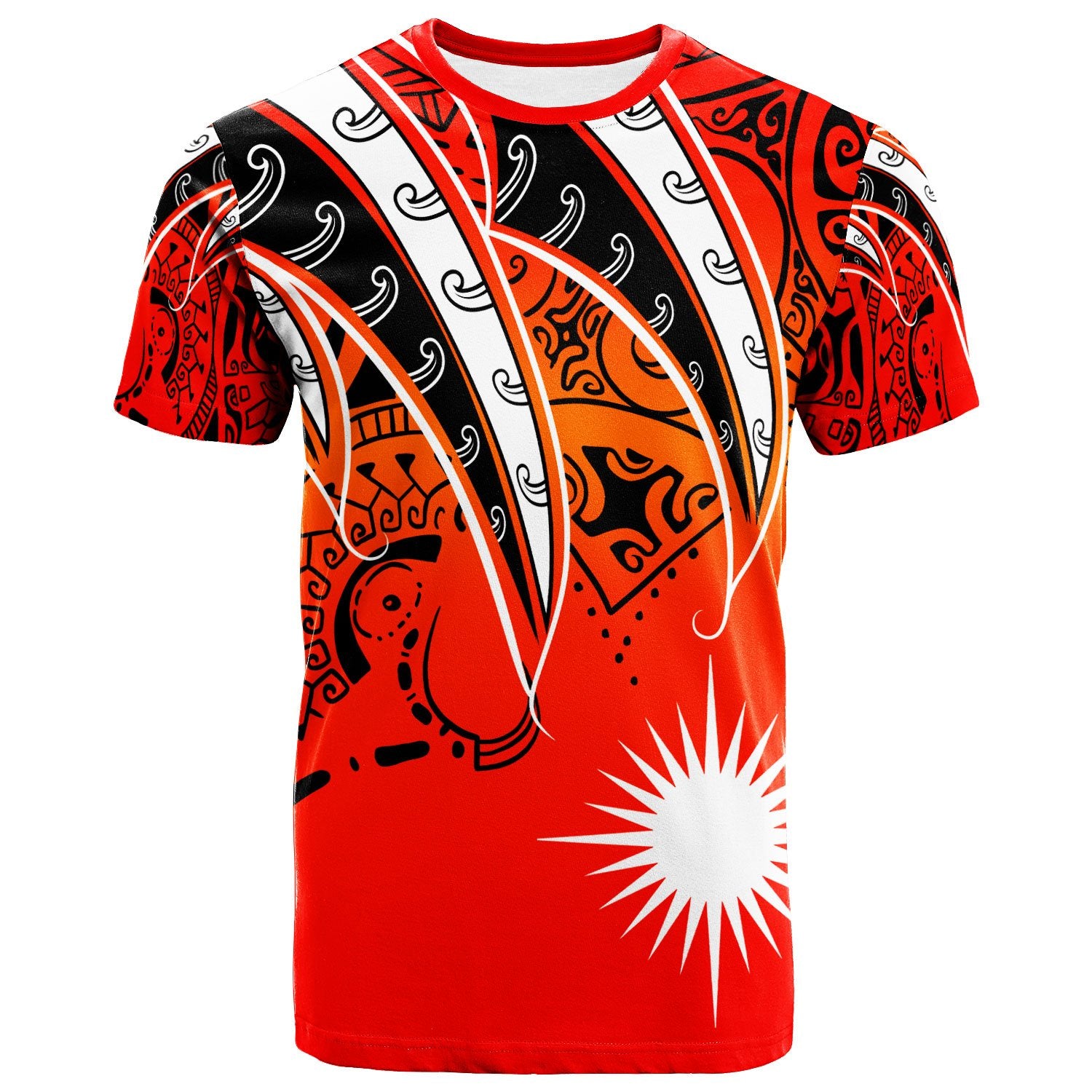 Marshall Islands T Shirt Tropical Leaf Red Gradient Style Unisex Red - Polynesian Pride