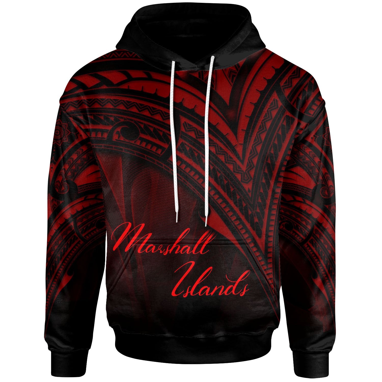 Marshall Islands Hoodie Red Color Cross Style Unisex Black - Polynesian Pride