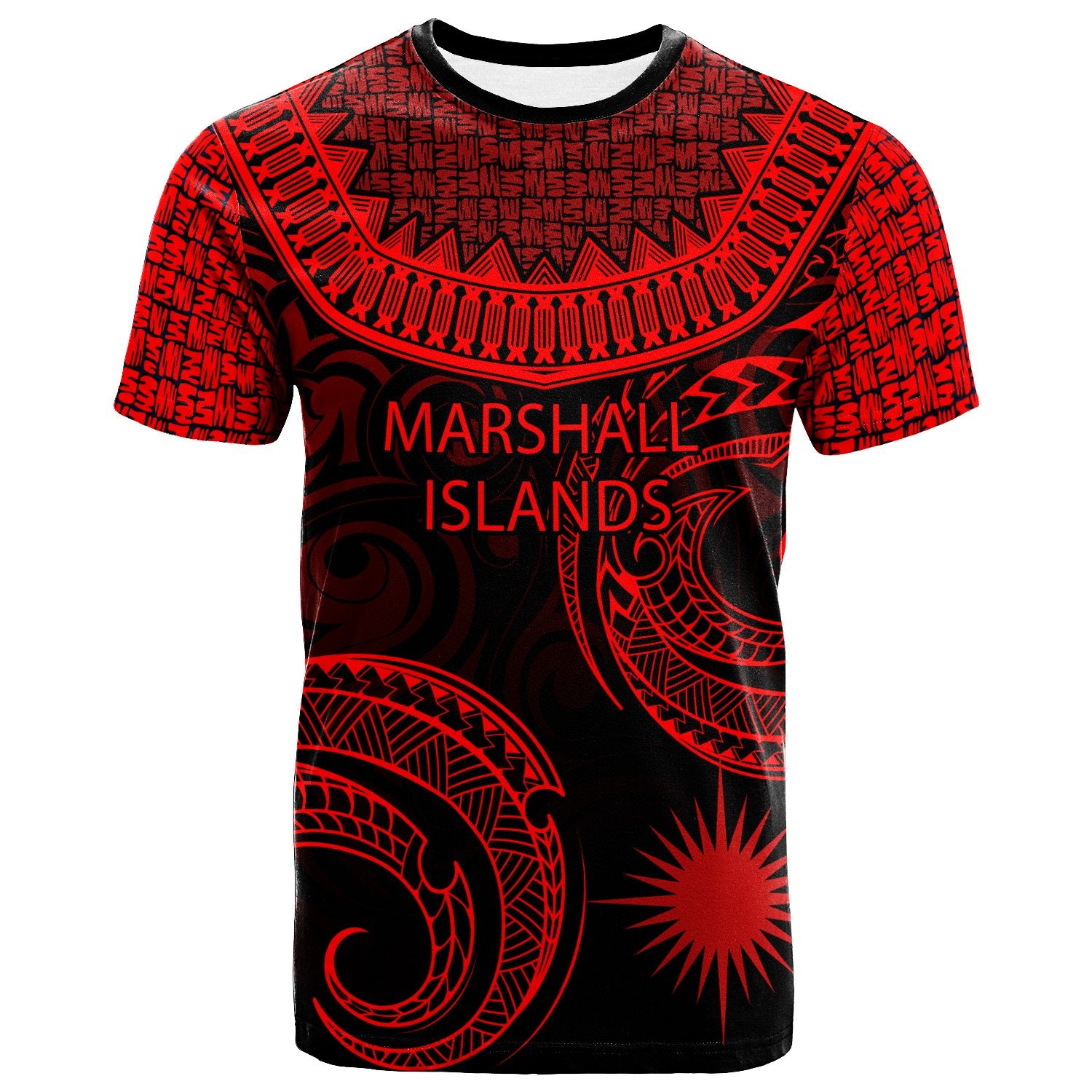 Marshall IslandsT Shirt Unique Serrated Texture Red Unisex Red - Polynesian Pride