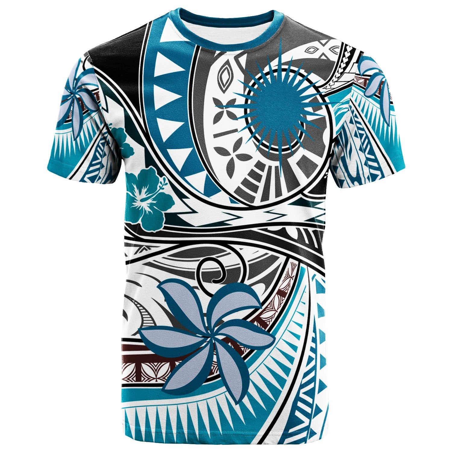 Marshall Islands T Shirt Flower And Flow Unisex BLUE - Polynesian Pride