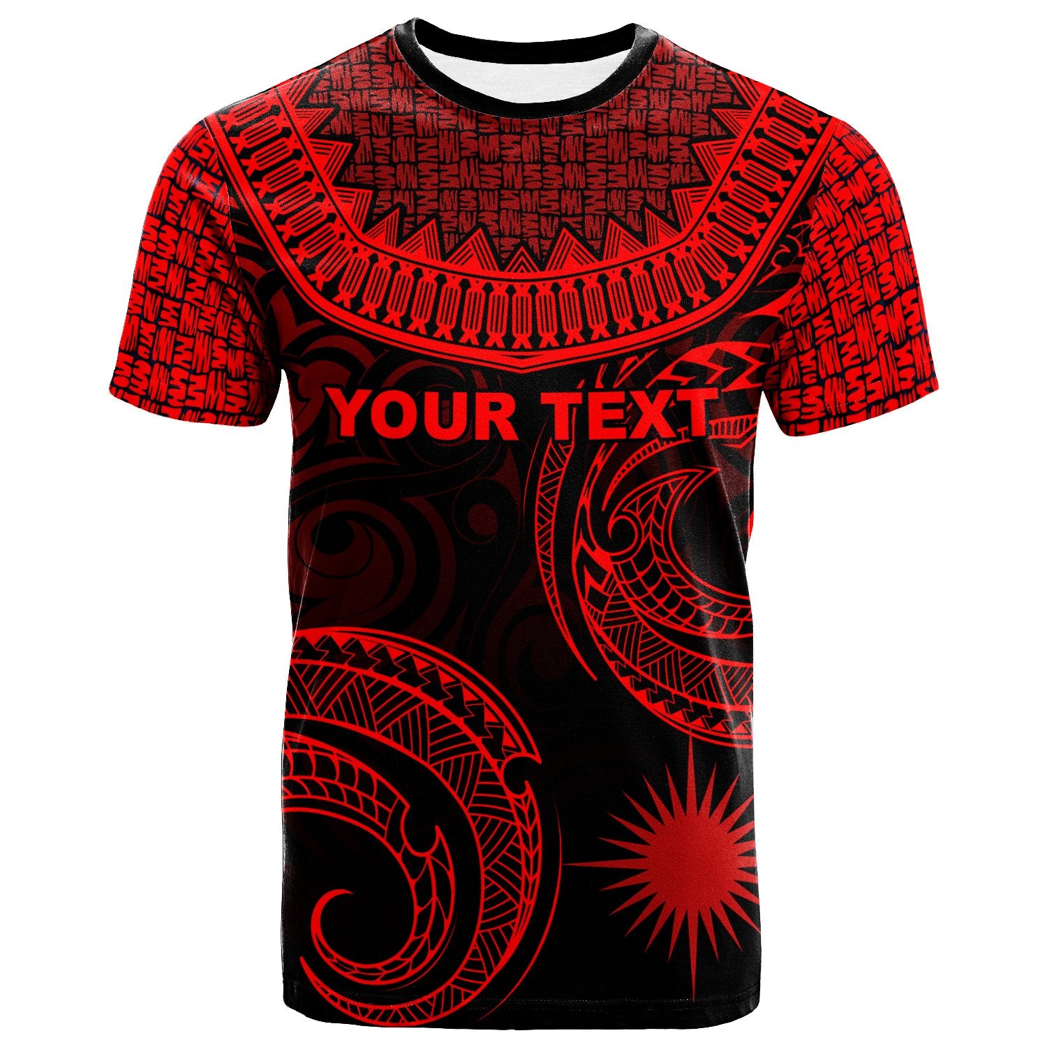 Marshall Islands Custom T Shirt Unique Serrated Texture Red Unisex Red - Polynesian Pride