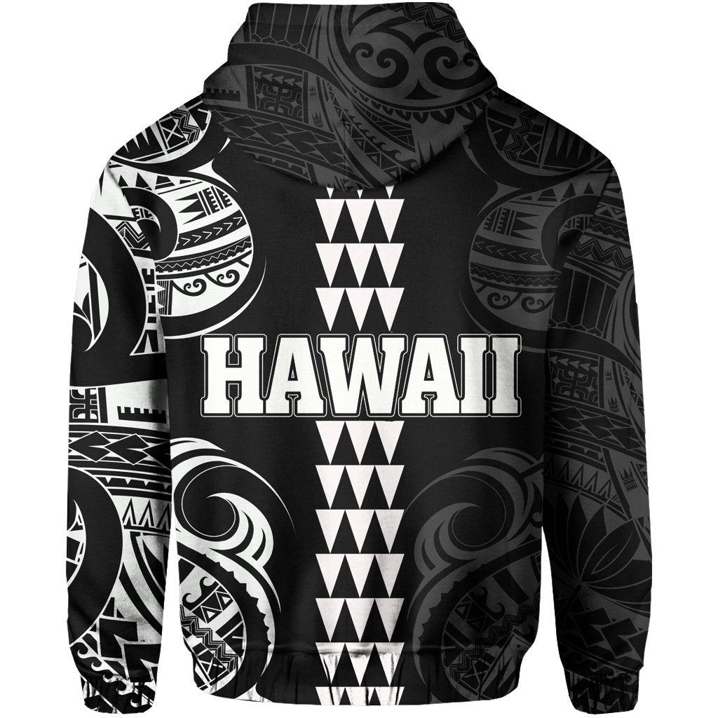 Kanaka Map Polynesian Kakau Hoodie (Zip up) White - Polynesian Pride