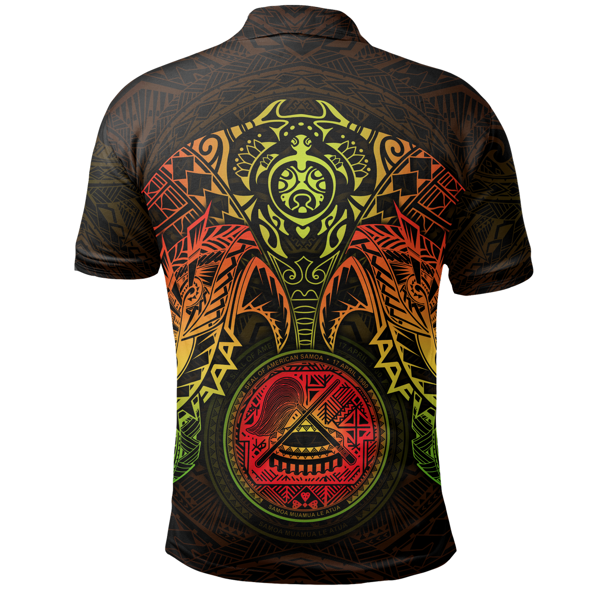 American Samoa Polynesian Polo Shirt Reggae Turtle Manta Ray - Polynesian Pride