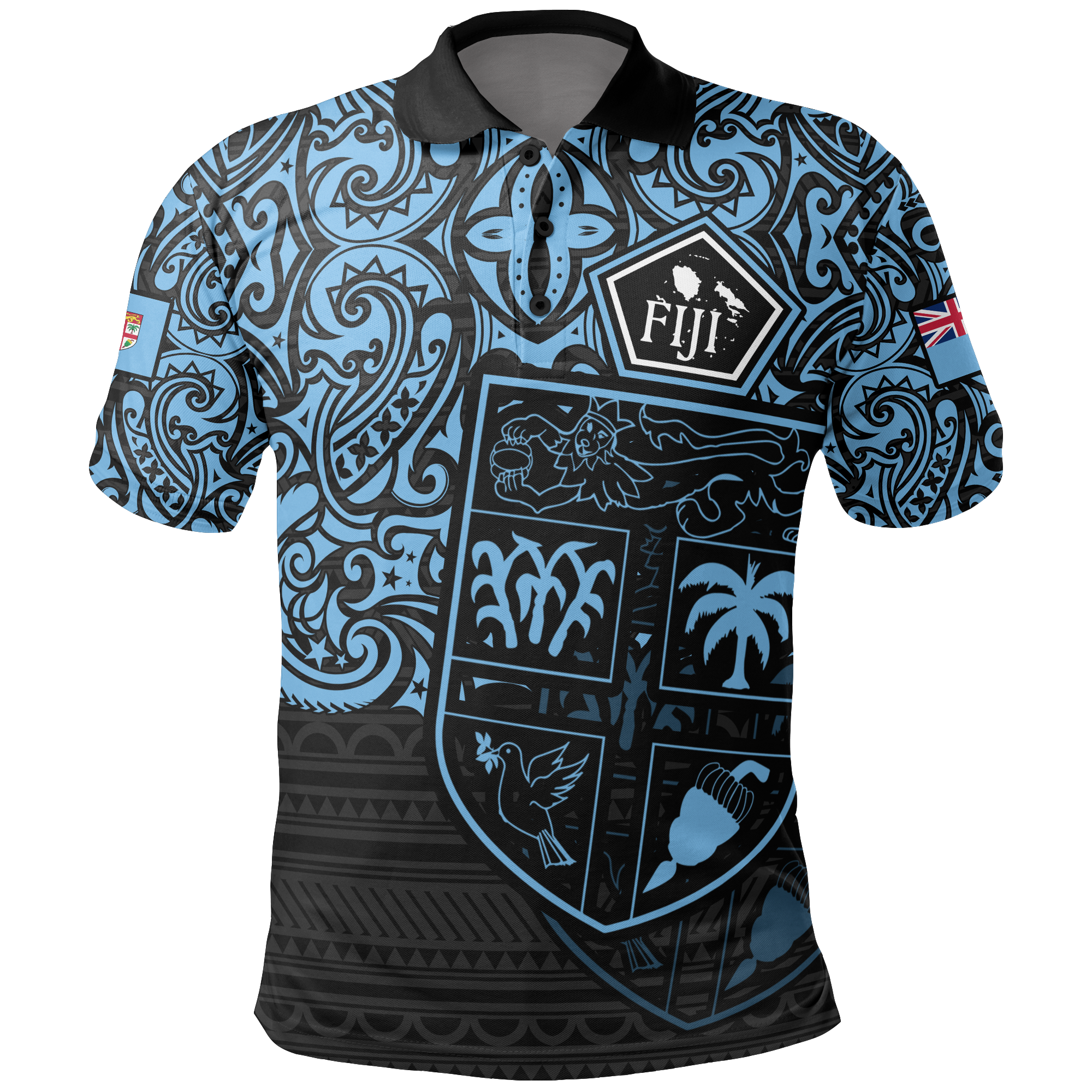 Fiji Polo Shirt Viti Flag Pride Style Unisex BLUE - Polynesian Pride