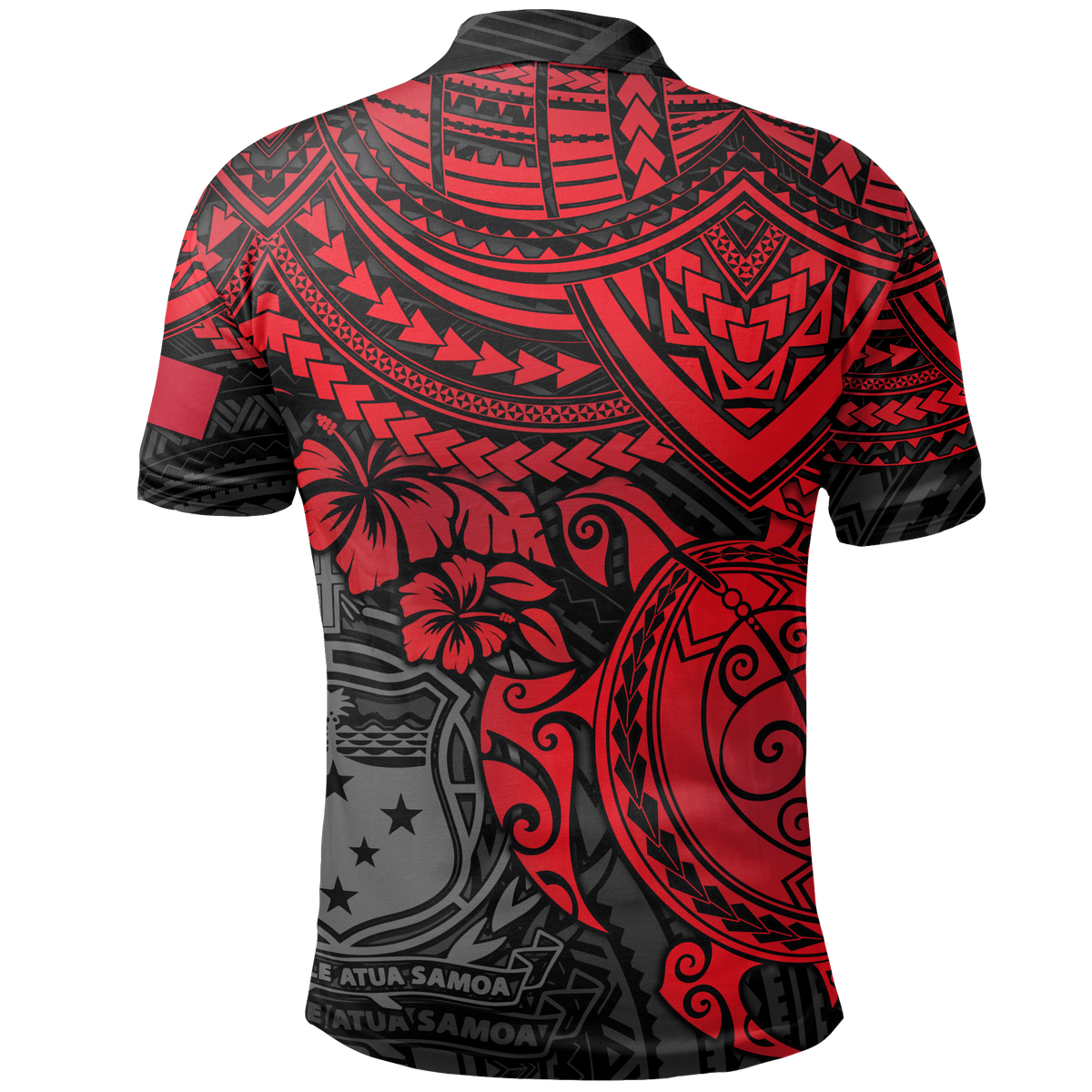 Samoa Polo Shirt Samoan FLag Coat Of Arms Red Turtle Hibiscus - Polynesian Pride