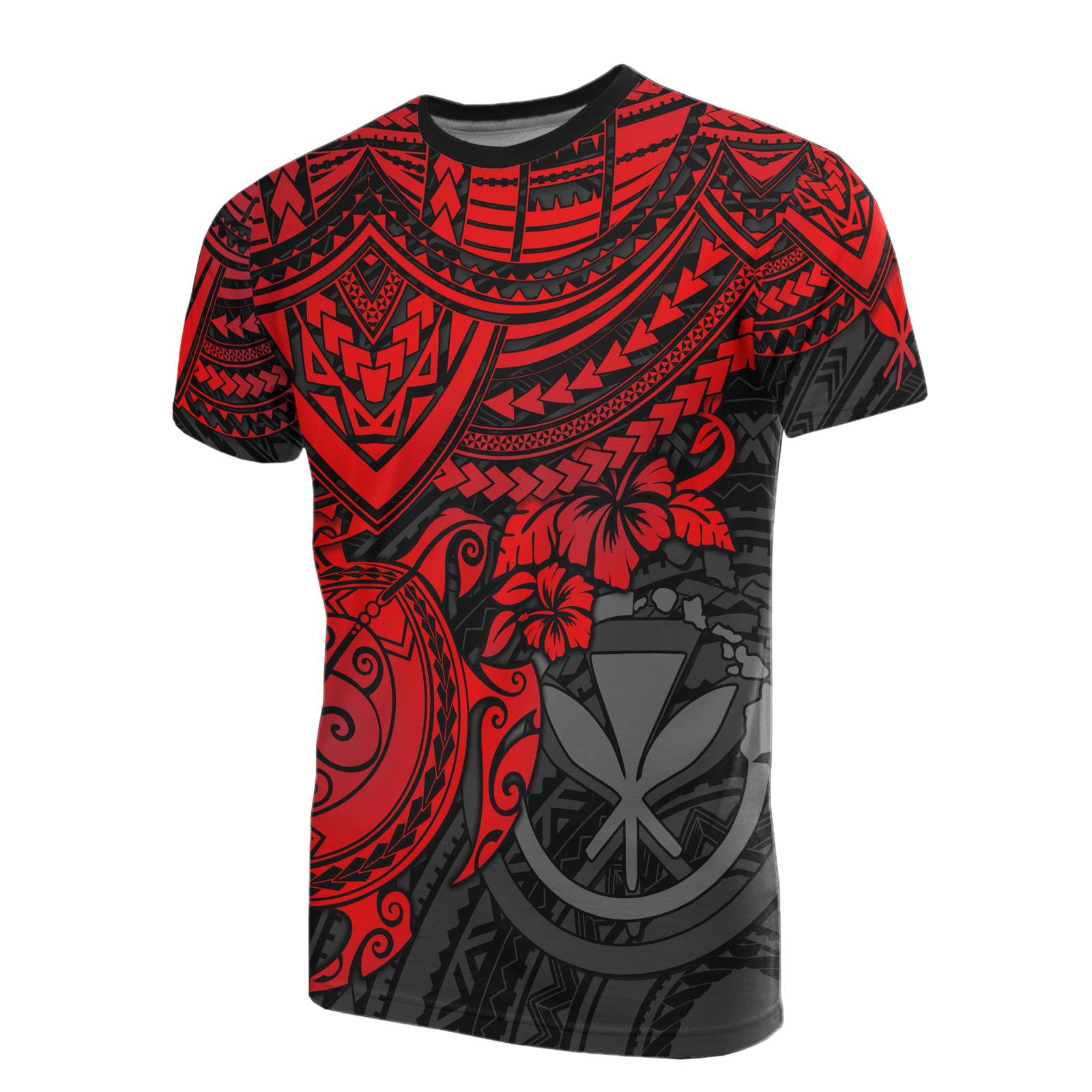 Hawaii T Shirt Polynesian Kanaka Maoli Red Turtle Hibiscus Unisex RED - Polynesian Pride