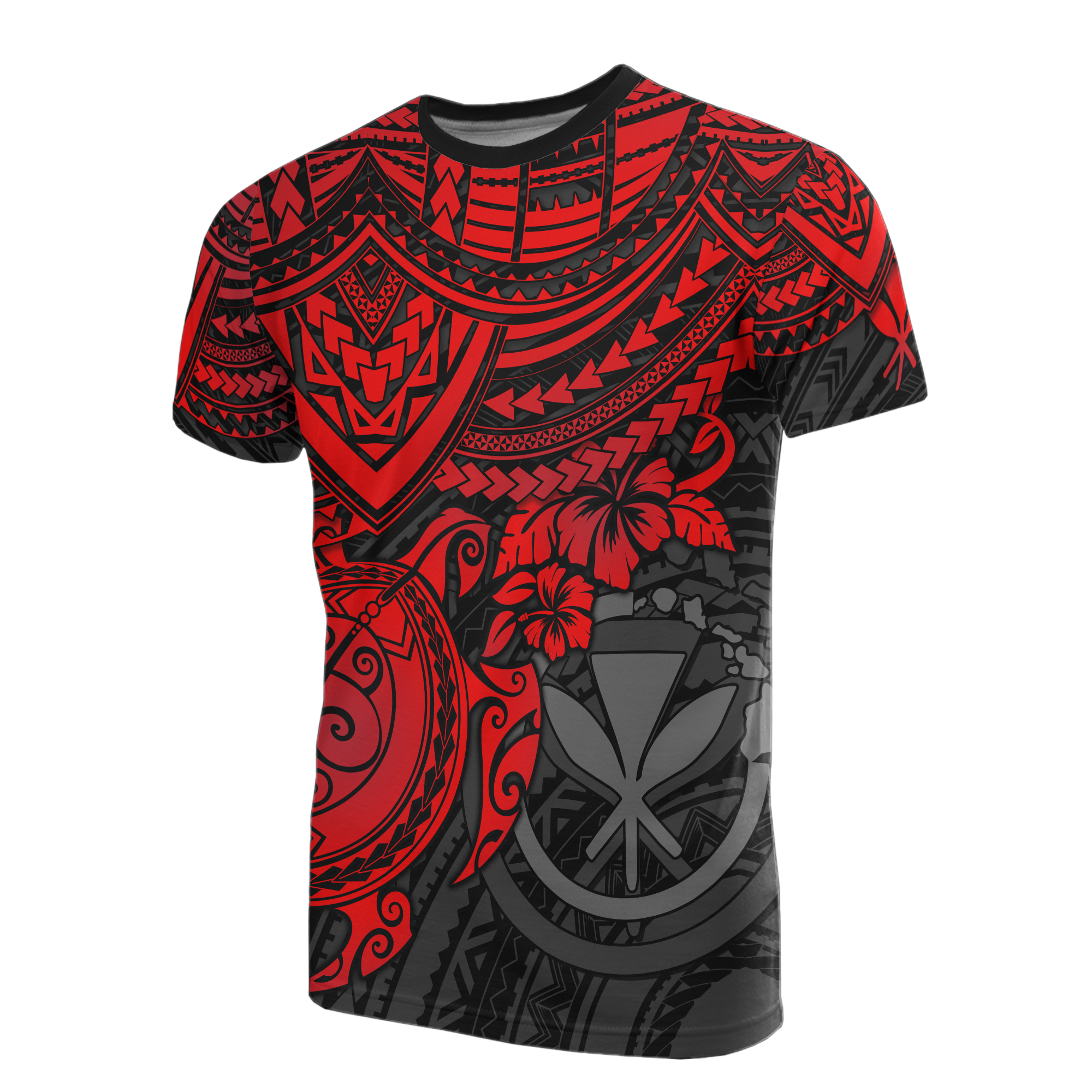 Hawaii T Shirt Polynesian Kanaka Maoli Red Turtle Hibiscus Unisex RED - Polynesian Pride