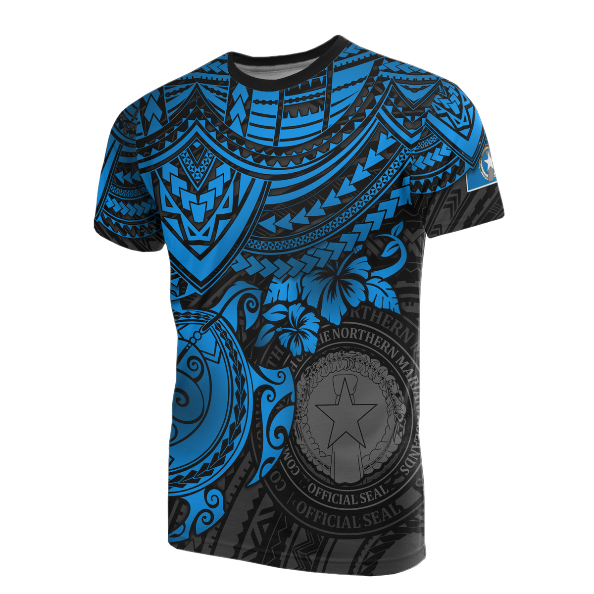 Northern Mariana Islands T Shirt Northern Mariana Islands Seal Blue Turtle Hibiscus Unisex Blue - Polynesian Pride