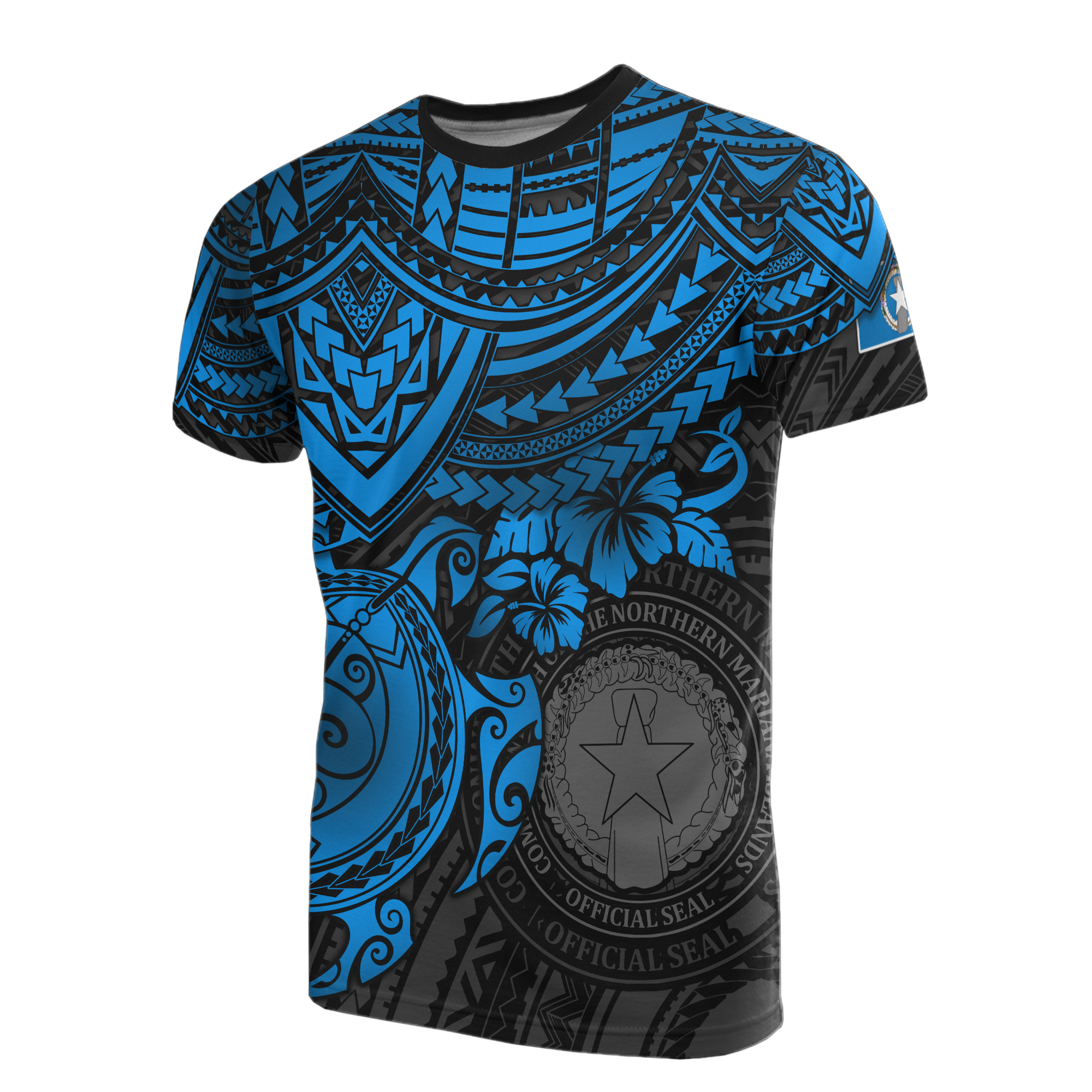 Northern Mariana Islands T Shirt Northern Mariana Islands Seal Blue Turtle Hibiscus Unisex Blue - Polynesian Pride