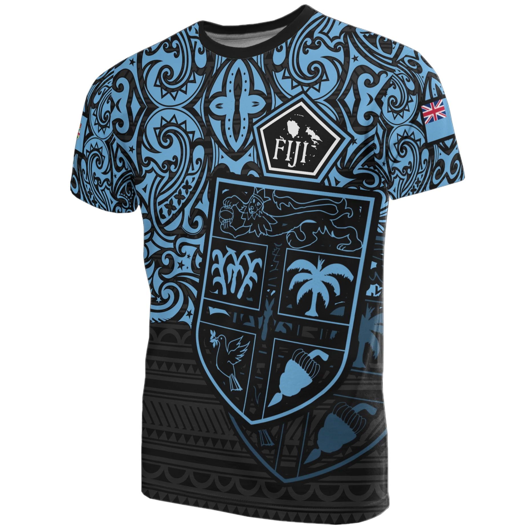 Fiji Pride T Shirt Fiji Flag Polynesian Tattoo Unisex Blue - Polynesian Pride