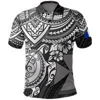 Wallis and Futuna Polo Shirt Wallis and Futuna Coat Of Arms White Turtle Unisex BLACK - Polynesian Pride