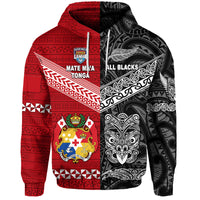 Custom Tonga New Zealand Rugby Hoodie Mate Maa Ngatu and Maori All Black Together LT8 Pullover Hoodie - Polynesian Pride