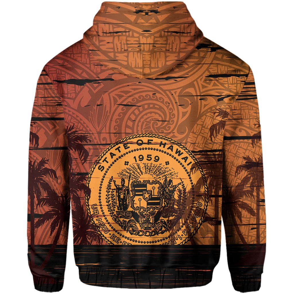 Hawaii Sunset Coat of arm Polynesian Hoodie (Zip up) - Polynesian Pride