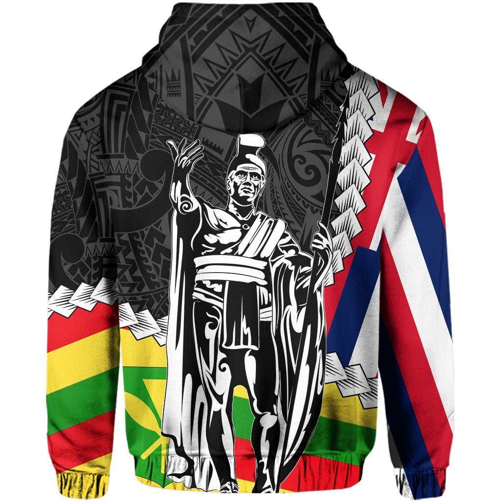 Hawaii Two Flag Kanaka Maoli King Polynesian Hoodie - Polynesian Pride