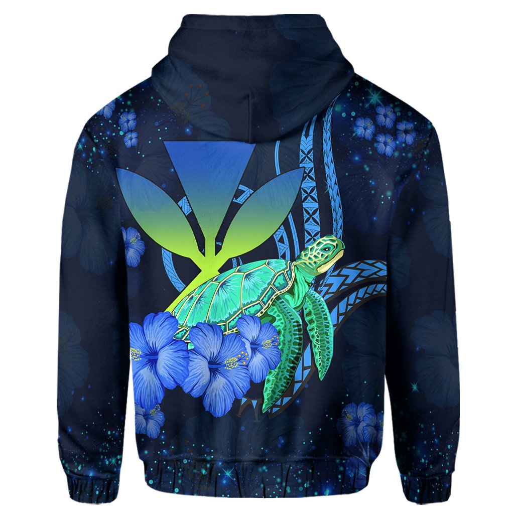 Hawaii Turtle Hibiscus Polynesian Hoodie Zip Jade Stone AH - Polynesian Pride