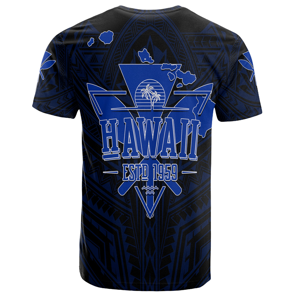 Kanaka Map Polynesian T Shirt Blue Heart AH - Polynesian Pride