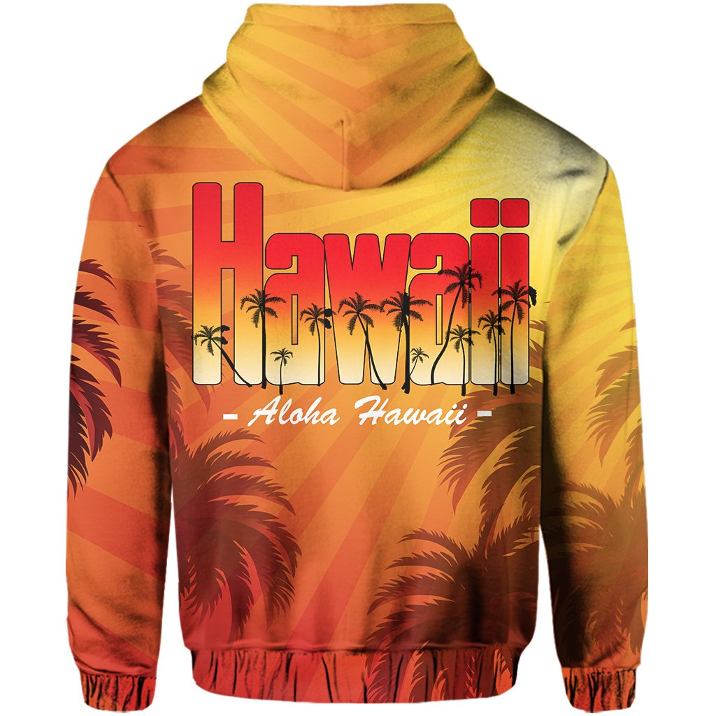 Summer Sunshine Coconut Tree Silhouette Hawaii Hoodie (Zip up) - Polynesian Pride