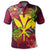 Kanaka Map Turtle Hibiscus Polo Shirt Red Velvet AH - Polynesian Pride