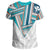 Hawaii T Shirt Football Jersey Style White and Cyan - Polynesian Pride