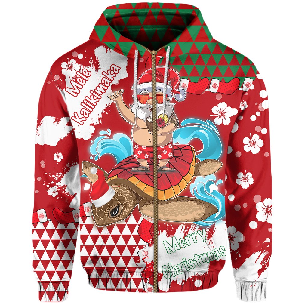 Hawaii Mele Kalikimaka Chrismas Hoodie (Zip up) Ghea Style - Polynesian Pride