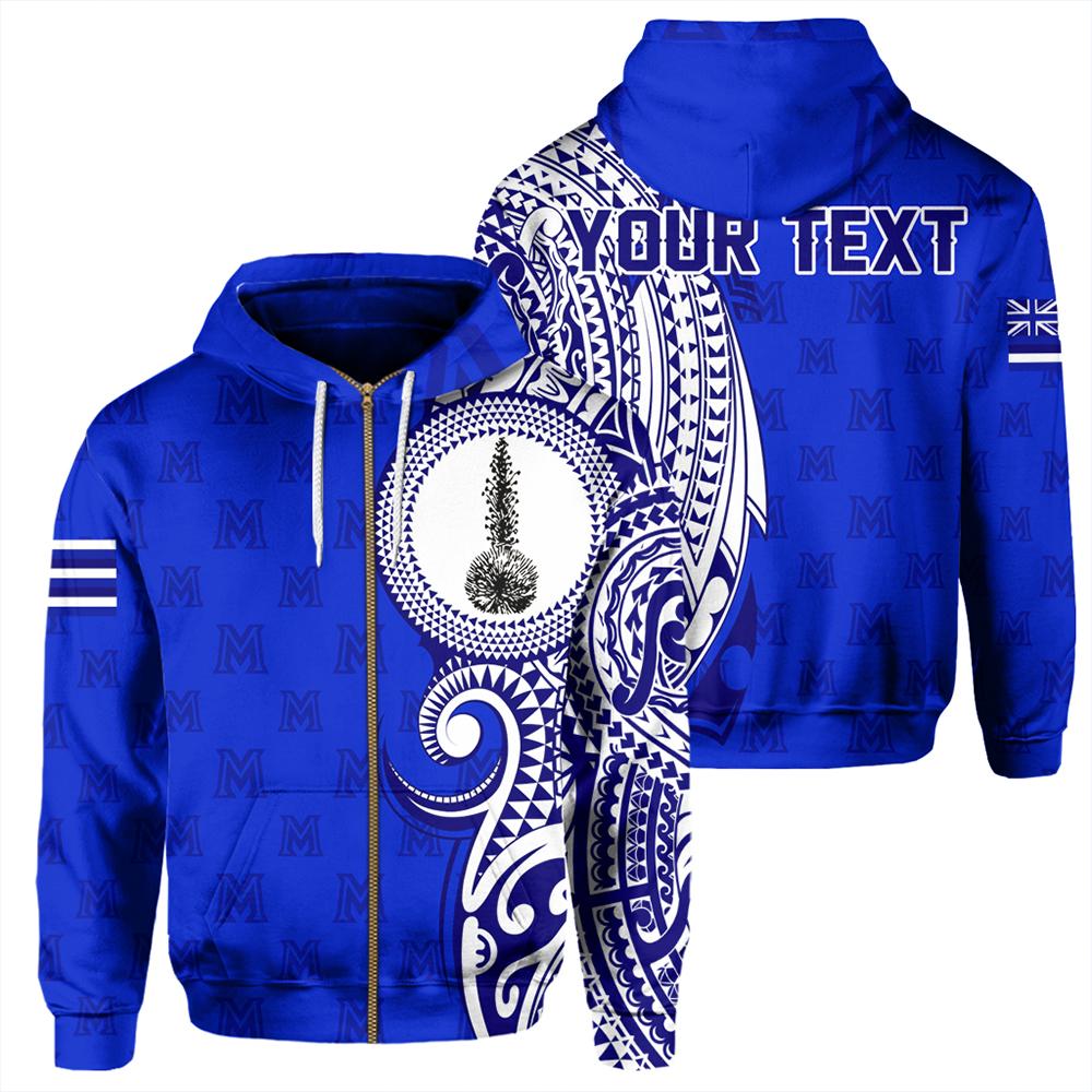 Custom Hawaii Hoodie Maui High Tribal Kakau Zip Hoodie Unisex Blue - Polynesian Pride