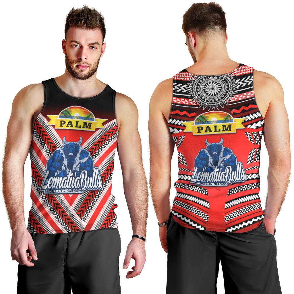 Mate Ma'a Tonga Men Tank Top Leimatu'a Bulls Creative Style - Red LT8 Red - Polynesian Pride