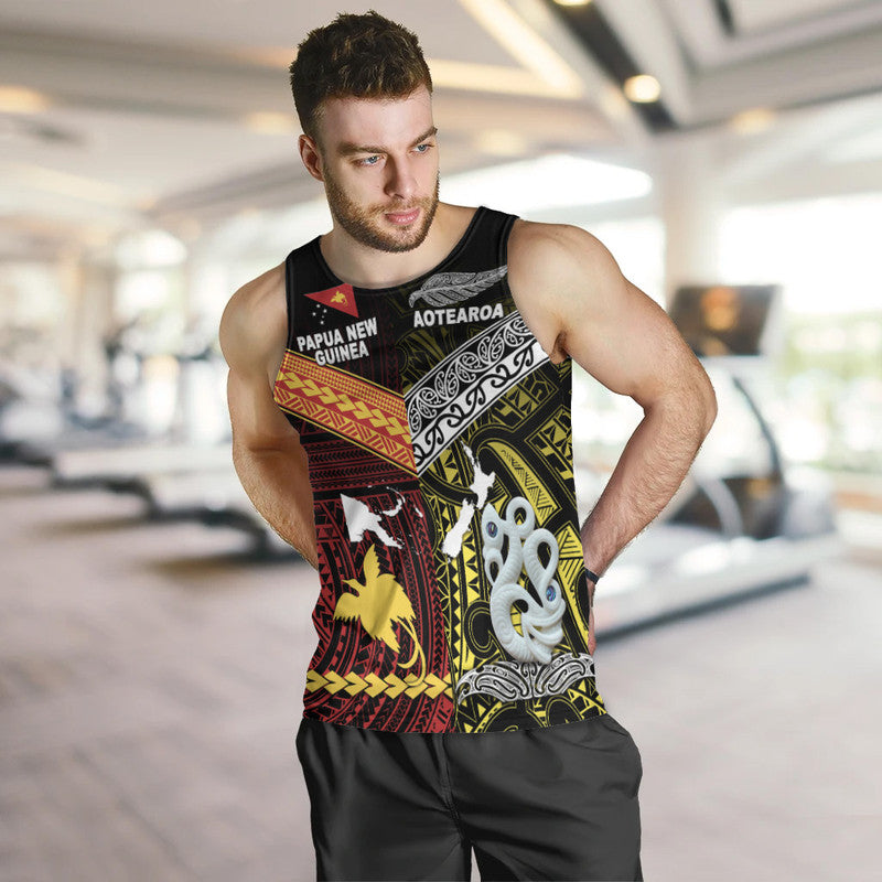 New Zealand And Papua New Guinea Men Tank Top Together - Yellow LT8 - Polynesian Pride