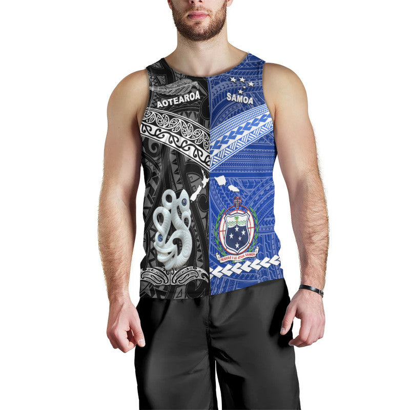 New Zealand And Samoa Men Tank Top Together - Black LT8 Black - Polynesian Pride