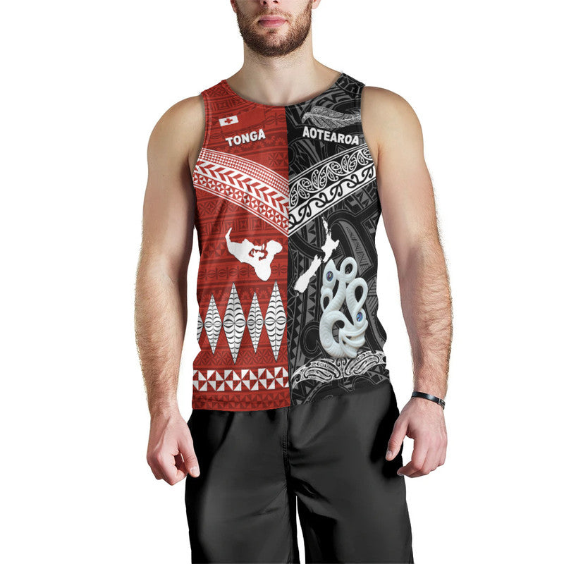 New Zealand And Tonga Men Tank Top Together - Black LT8 Black - Polynesian Pride