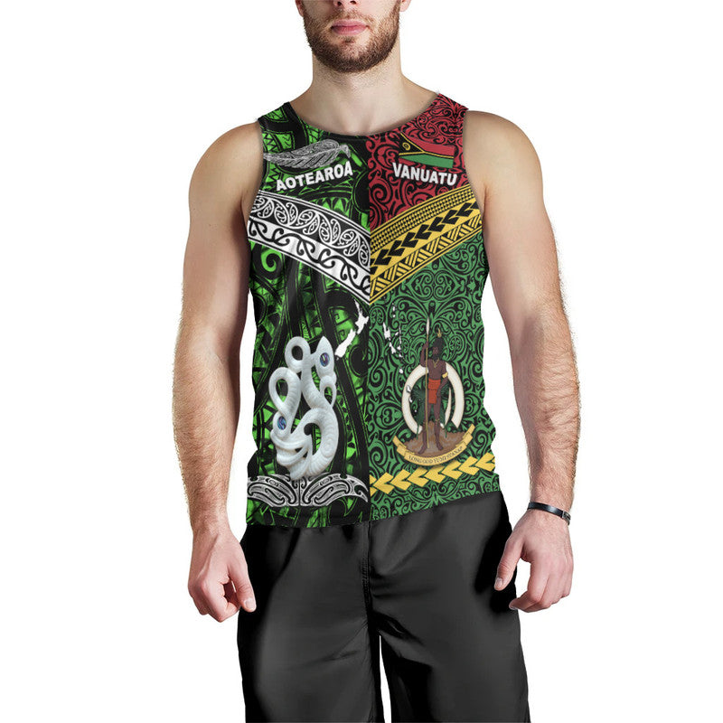 New Zealand And Vanuatu Men Tank Top Together - Green LT8 Green - Polynesian Pride