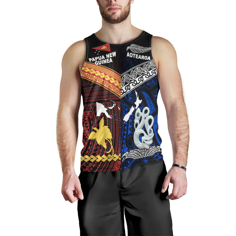 New Zealand And Papua New Guinea Men Tank Top Together - Blue LT8 Blue - Polynesian Pride