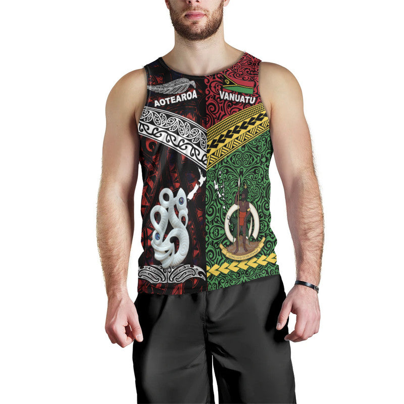 New Zealand And Vanuatu Men Tank Top Together - Red LT8 Red - Polynesian Pride