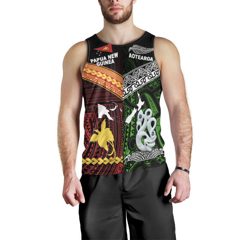 New Zealand And Papua New Guinea Men Tank Top Together - Green LT8 Green - Polynesian Pride