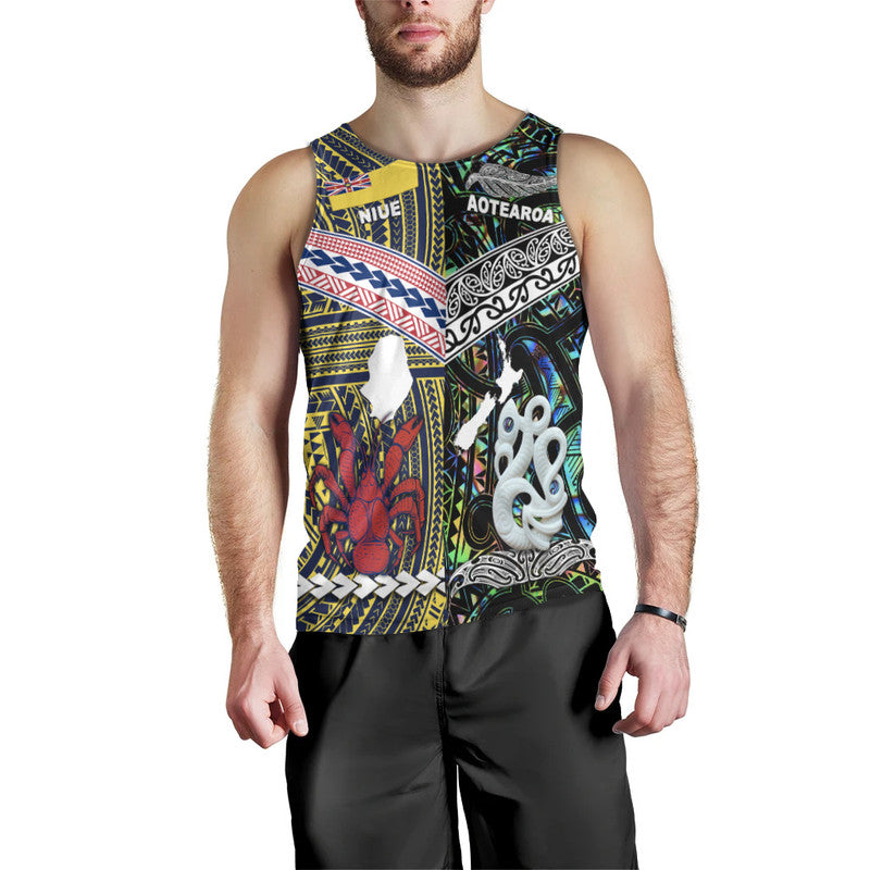 New Zealand And Niue Men Tank Top Together - Paua Shell LT8 Paua Shell - Polynesian Pride