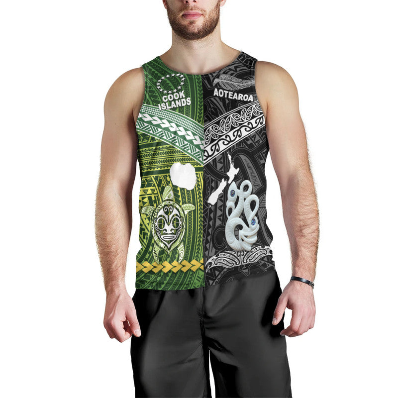 New Zealand And Cook Islands Men Tank Top Together - Black LT8 Black - Polynesian Pride