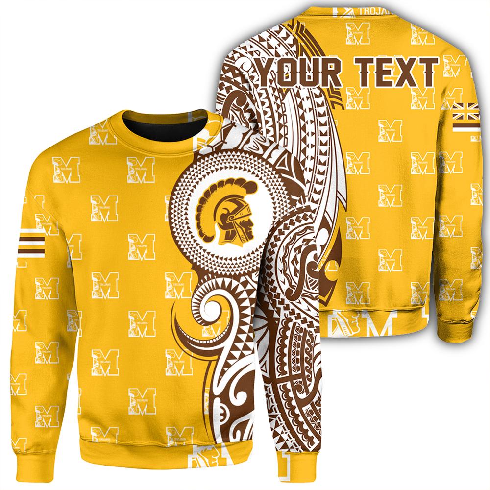 (Personalized) Hawaii - Mililani High Tribal Kakau Sweatshirt - AH Unisex Gold - Polynesian Pride