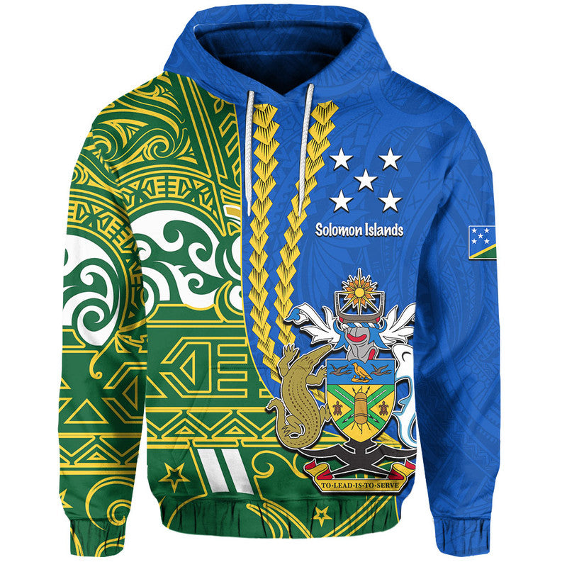 Custom Solomon Islands Polynesian Hoodie LT6 Blue - Polynesian Pride