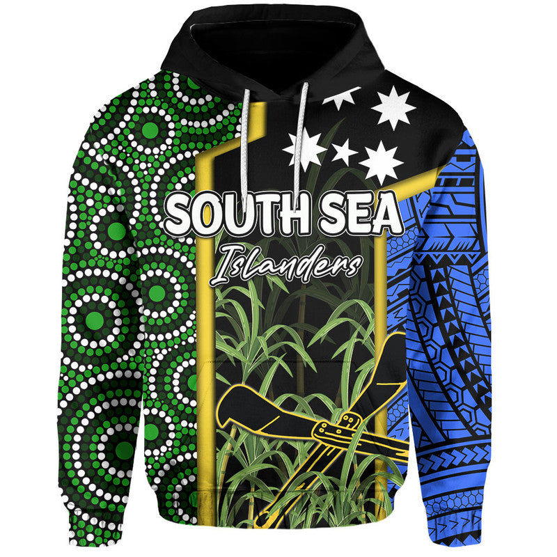 Custom South Sea Islanders Flag Style Hoodie Kanaka LT6 Black - Polynesian Pride