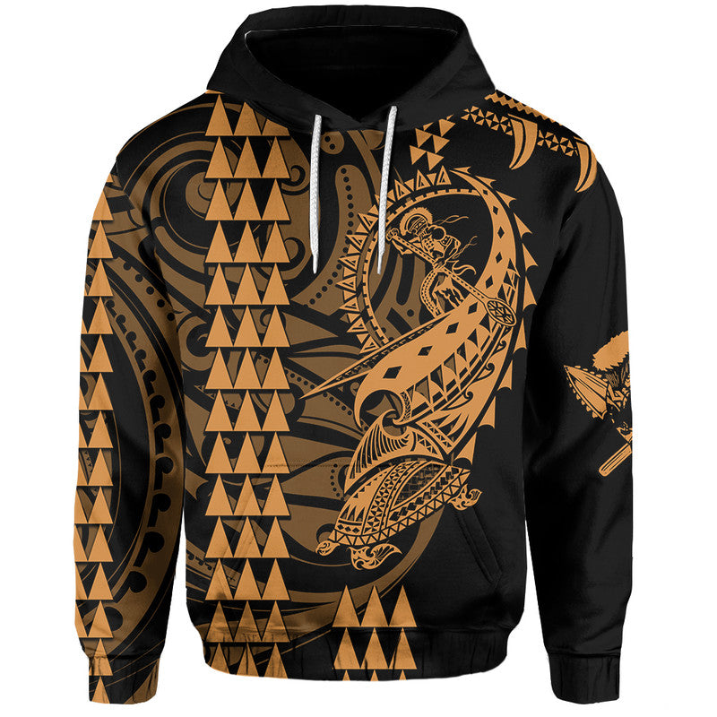 Custom Hawaii Polynesian Warrior Kakau Hoodie Gold LT6 Gold - Polynesian Pride