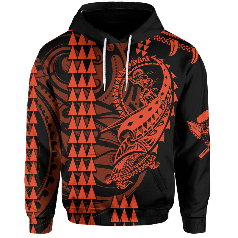 Custom Hawaii Polynesian Warrior Kakau Hoodie Orange LT6 Orange - Polynesian Pride