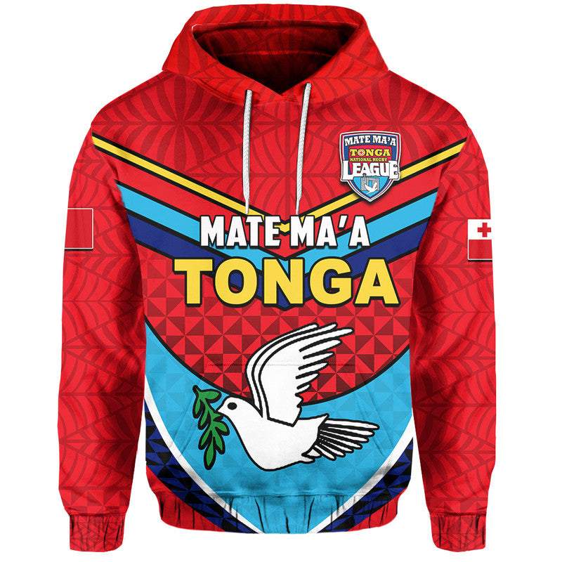 Custom Tonga Mate Maa Rugby Hoodie Jersey LT6 Pullover Hoodie Red - Polynesian Pride