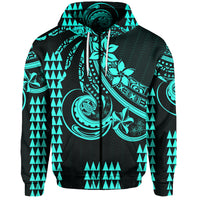 Custom Kakau Hawaiian Polynesian Hoodie Turquoise Green LT6 - Polynesian Pride
