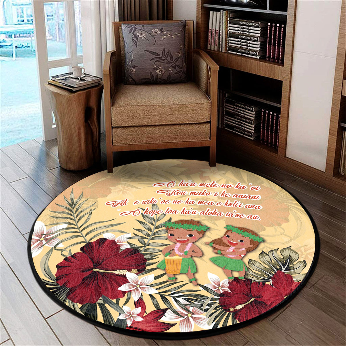 Hawaii Hibiscus Hawaiian Love Poem Valentine's Round Carpet - Amour Style - AH - Polynesian Pride