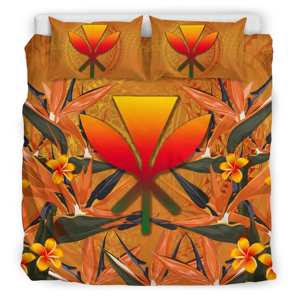 Hanaka Paradise Flower Plumeria Bedding Set - Orange Earth - AH - Polynesian Pride