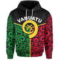 Custom Vanuatu Hoodie Polynesian Patterns Mix Flag LT6 Hoodie Black - Polynesian Pride