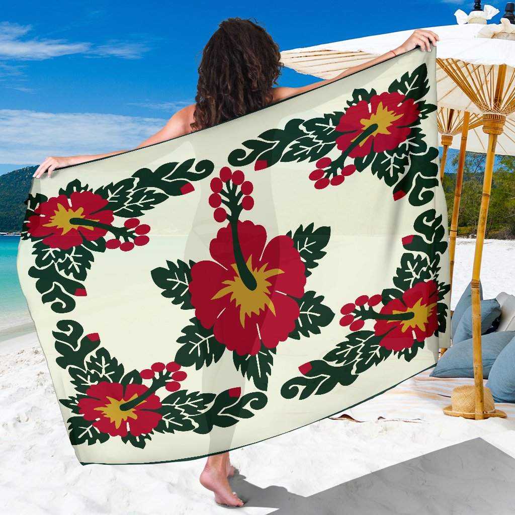 Hawaii - Hibiscus Quilting Sarong - AH Sarong One Size Beige - Polynesian Pride