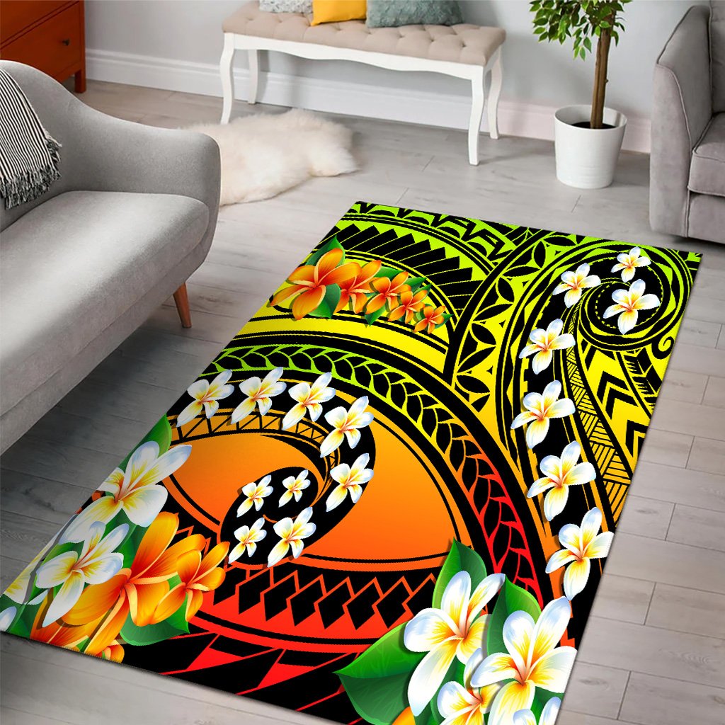 Hawaii Plumeria Polynesian Area Rug - Hope - AH Black - Polynesian Pride